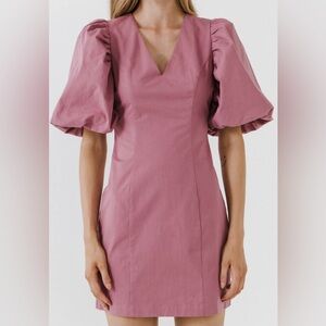Tuckernuck Pink Puff Sleeve Mini Dress